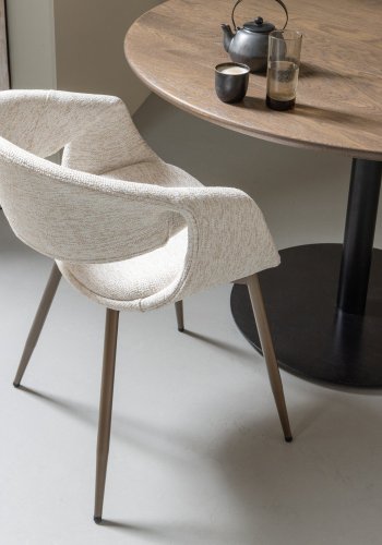 WOOOD Yossi spisebordsstol, m. armln - natur polyester og kobber metal