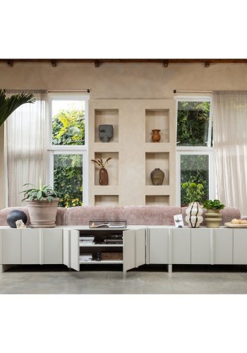 WOOOD Basu TV-bord, m. 3 l�ger og hylde - gr� fyrretr� (152x46)