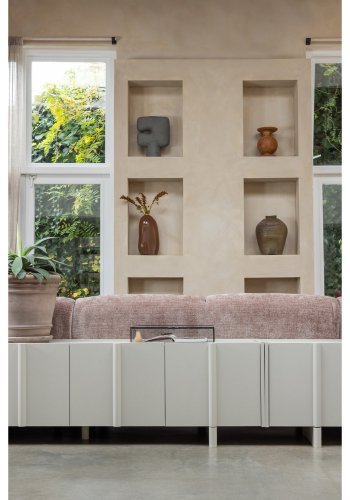 WOOOD Basu TV-bord, m. 3 l�ger og hylde - gr� fyrretr� (152x46)