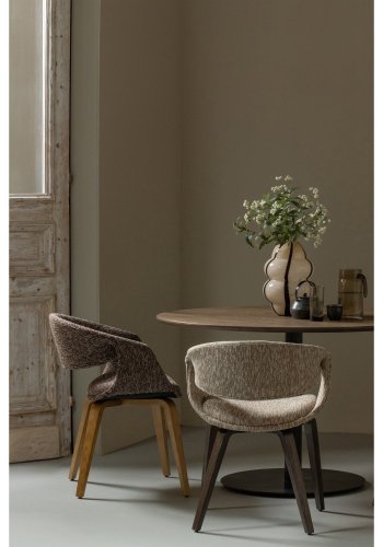 WOOOD Yossi spisebordsstol, m. armln - brun polyester og natur tr