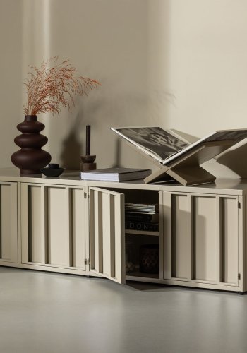 WOOOD Level TV-bord, m. 4 l�ger og hylde - sand metal (160x44)