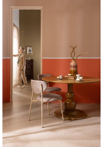 WOOOD Valor spisebordsstol - sand polyester stof og sand metal