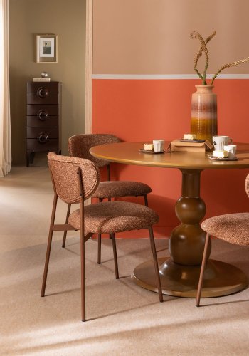 WOOOD Valor spisebordsstol -brun polyester stof og brun metal