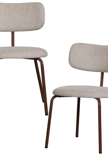 WOOOD Travis spisebordsstol - offwhite polyester stof og brun metal