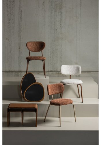 WOOOD Travis spisebordsstol - brun polyester stof og metal