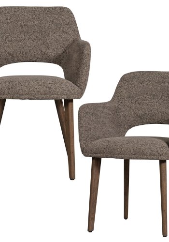WOOOD Murat spisebordsstol, m. armln - taupe polyester stof og mrkebrun tr