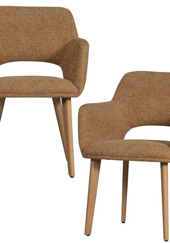 WOOOD Murat spisebordsstol, m. armln - gul polyester stof og natur tr