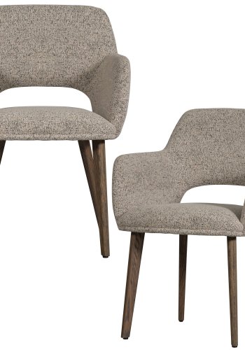 WOOOD Murat spisebordsstol, m. armln -natur polyester stof og mrkebrun tr