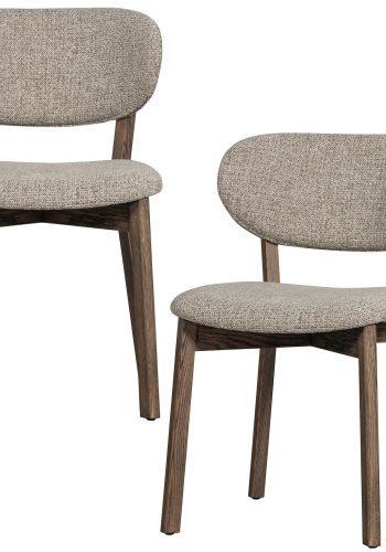 WOOOD Udar spisebordsstol - brun polyester stof og mrkebrun tr