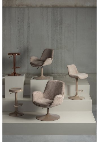 WOOOD M�rten l�nestol, h�jdejusterbar, m. arml�n -sand polyester stof og sand metal