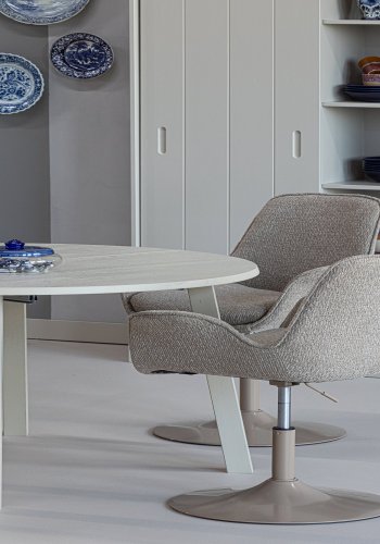 WOOOD Mrten dpidrbotfddyol, hjdejusterbar, m. armln - sand polyester stof og sand metal