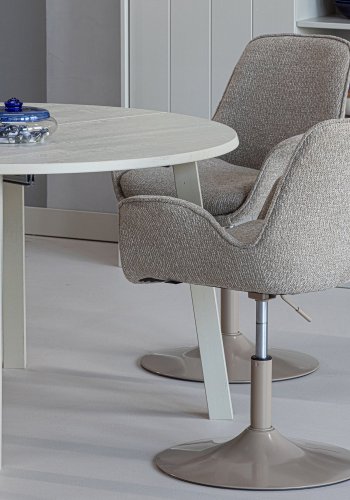 WOOOD Mrten dpidrbotfddyol, hjdejusterbar, m. armln - sand polyester stof og sand metal