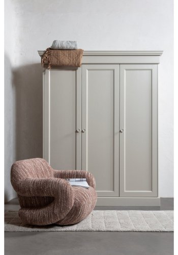 WOOOD Folke drejestol, m. armln - gammelrosa melange chenille stof