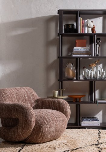 WOOOD Folke drejestol, m. armln - gammelrosa melange chenille stof