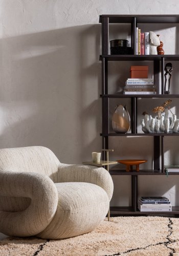 WOOOD Folke drejestol, m. armln - natur melange chenille stof