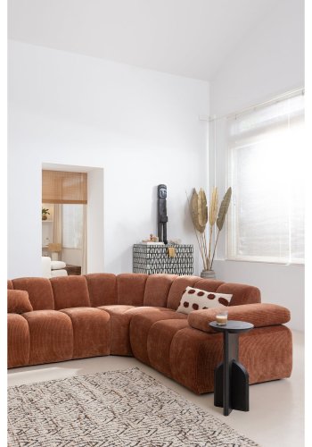 WOOOD Mojo hj�rnesofa, h�jre - rustbrun fl�jl stof