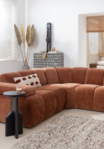 WOOOD Mojo hj�rnesofa, venstre - rustbrun fl�jl stof