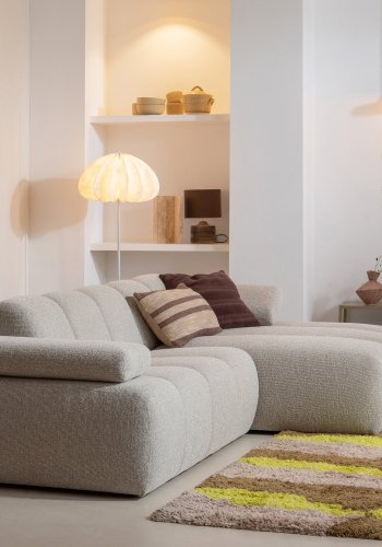 WOOOD MOJO Schslong Lng Soffa Hger Boucle Beige Melerad