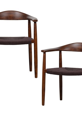 WOOOD Embrace spisebordsstol, m. armln - flettet sde og mrkebrun bgetr