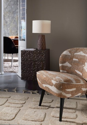 WOOOD Sara lnestof - sand camouflage mnster stof og birketr