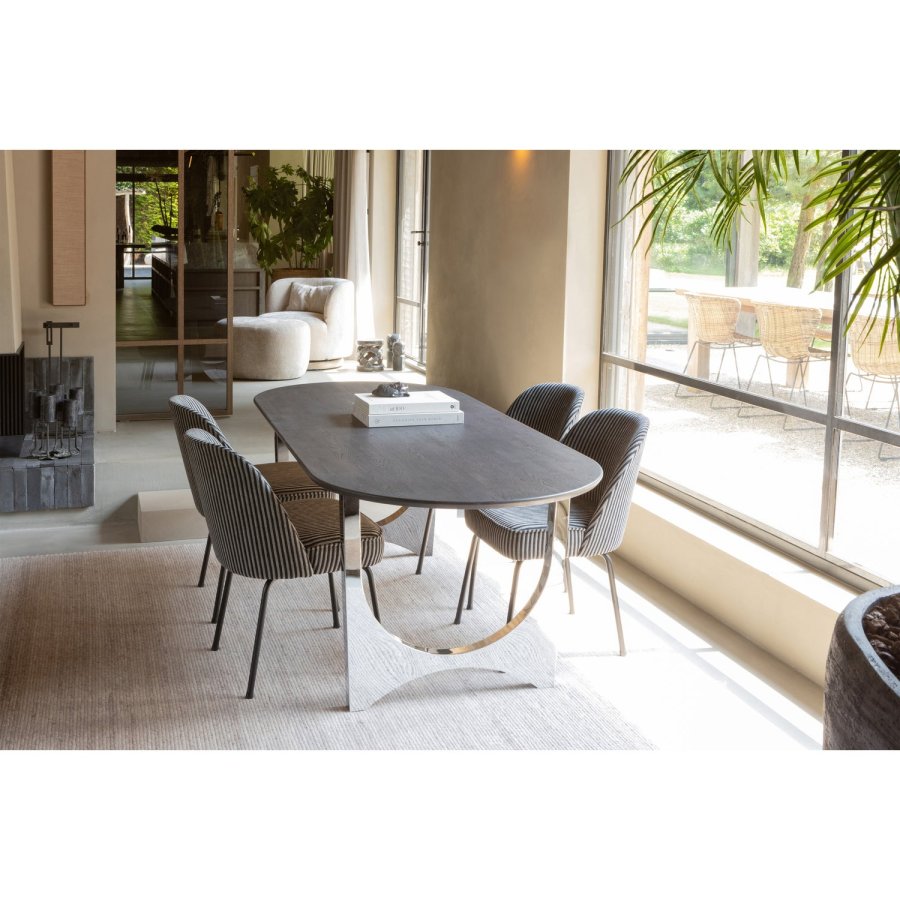 WOOOD VOGUE SPISESTOL STRIPER SVART/GR