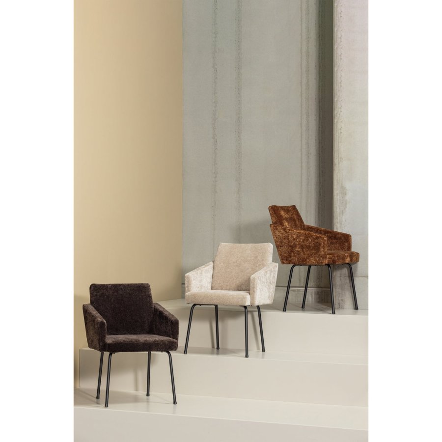 WOOOD MOUNT SPISESTOL MED ARMLEN 3D CHENILLE SAND