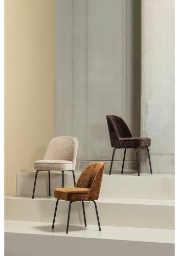 WOOOD Vogue spisebordsstol - sand 3D chenille stof og metal