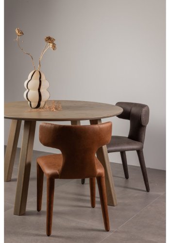 WOOOD Permit spisebordsstol - cognac lderlook stof