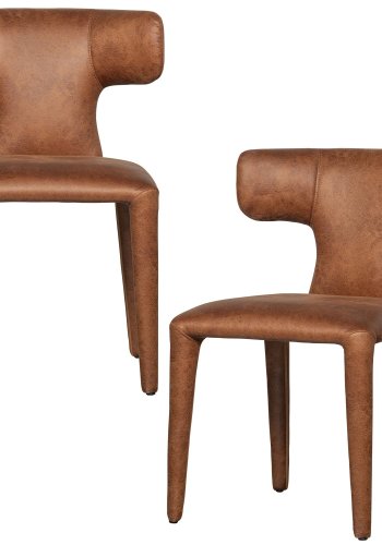 WOOOD Permit spisebordsstol - cognac lderlook stof