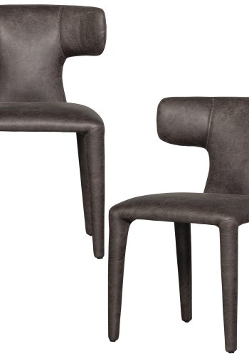 WOOOD Permit spisebordsstol - gr/sort lderlook stof