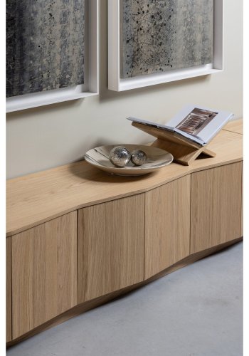 WOOOD Zuma TV-bord, m. 6 l�ger og 3 hylder - natur egetr�sfin�r og egetr� (200x45)