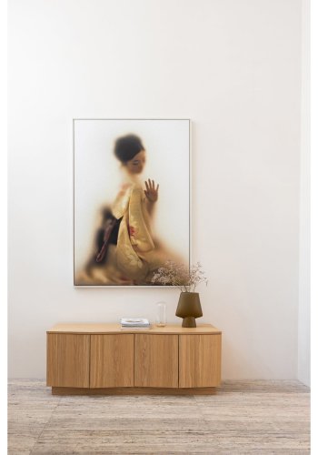 WOOOD Zuma TV-bord, m. 4 l�ger og 2 hylder - natur egetr�sfin�r og egetr� (133x45)