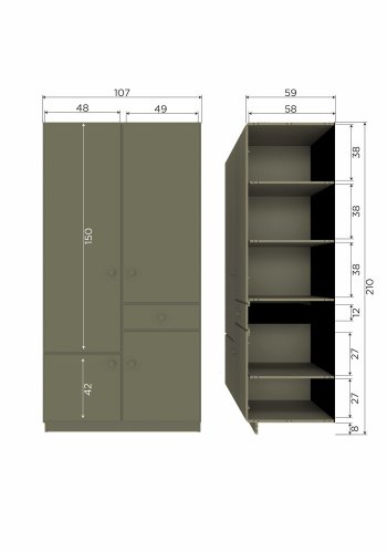 WOOOD ALFIE GARDEROB 107 CM FURU [fsc]