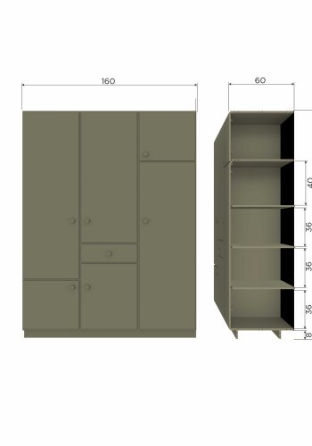 WOOOD Alfie hylde til Alfie garderobeskab - grn fyrretr (st af 3) (H:2xB:52xD:57)