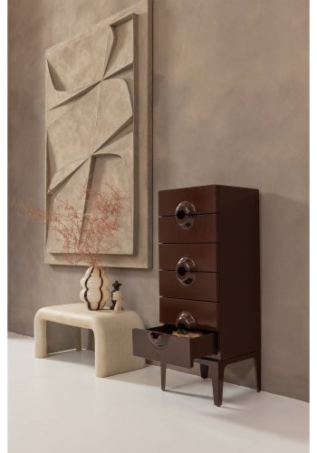 WOOOD Merge kommode, m. 6 skuffer - brun/r�d eukalyptustr� og metal