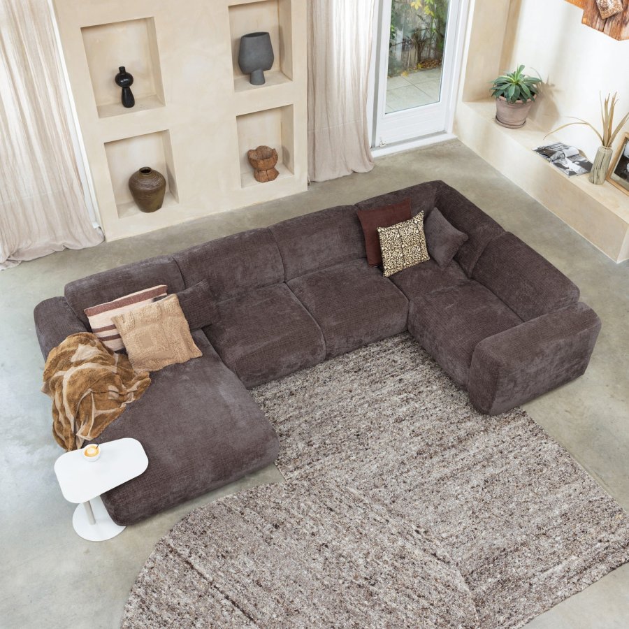 WOOOD CLOUD HJRNESOFA HJREVVET CHENILLE VARM BRUN