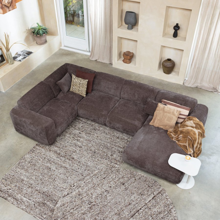 WOOOD CLOUD HJRNESOFA VENSTREVVET CHENILLE VARM BRUN