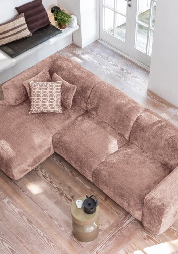 WOOOD CLOUD SJESELANG SOFA VENSTRE CHENILLE TAUPE/ROSA