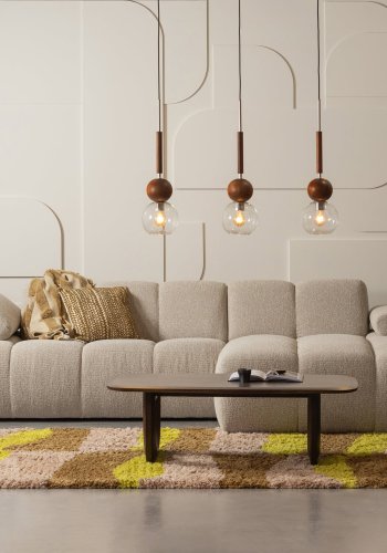 WOOOD MUSA TEPPE GRAFISK DESIGN NATURLIG/GUL 170x240CM