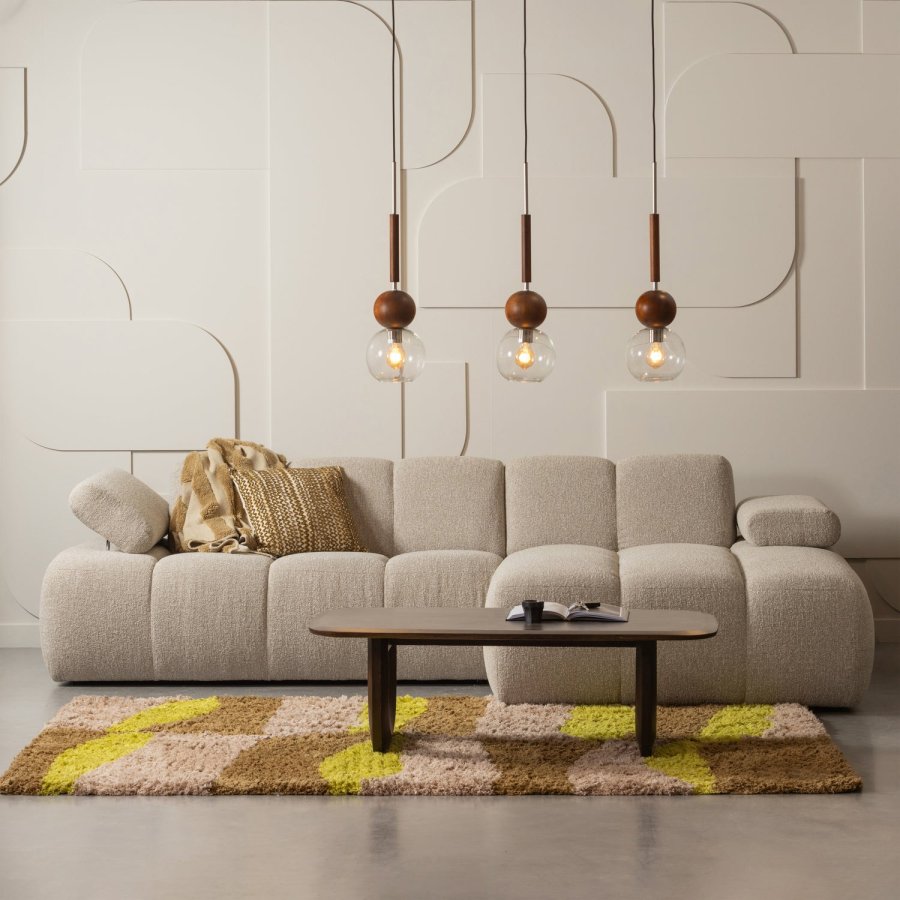 WOOOD MUSA TEPPE GRAFISK DESIGN NATURLIG/GUL 170x240CM