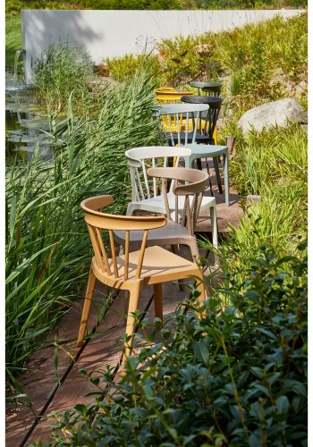 WOOOD Bliss havestol, m. rygpinde, stabelbar - caramel melange polypropylen/vegetabilske fibre