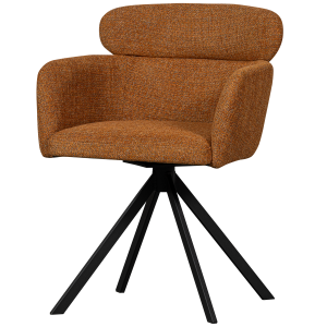 WOOOD Fenne spisebordsstol, m. drejefunktion og armln - ingefr stof og sort metal