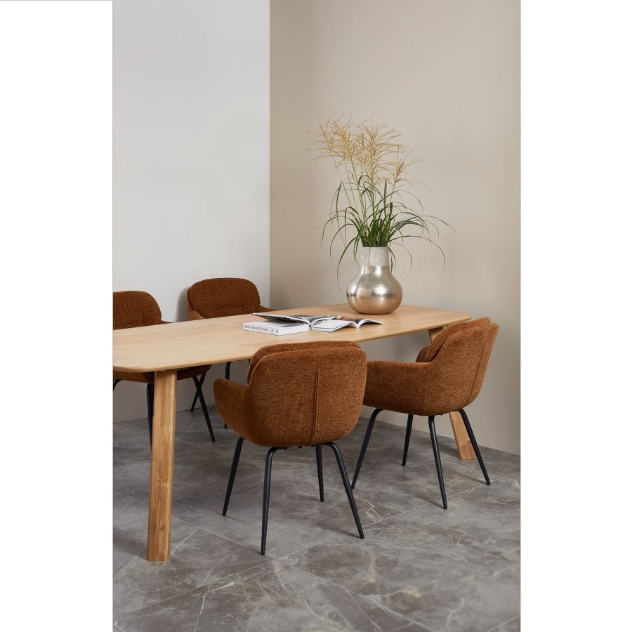 WOOOD RUNA SPISESTOL CHENILLE KARAMELL BRUN/GUL