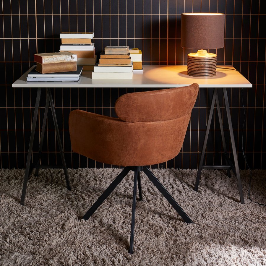 WOOOD FENNE SNURRSTOL I SKINNLOOK I COGNAC