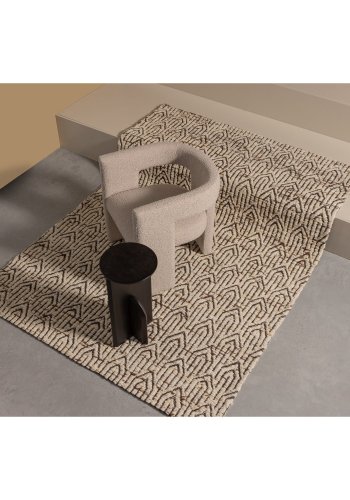 WOOOD Tiwa l�nestol, m. arml�n - beige boucl� stof