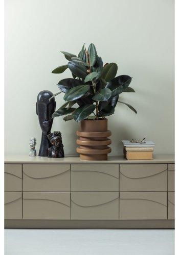 WOOOD Teo TV-bord, m. 5 l�ger og hylder - mudder brun fyrretr�