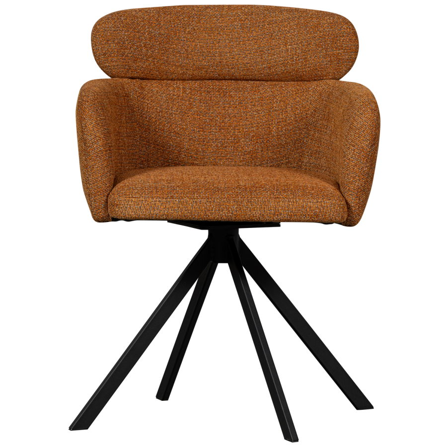 WOOOD Fenne spisebordsstol, m. drejefunktion og armln - ingefr stof og sort metal