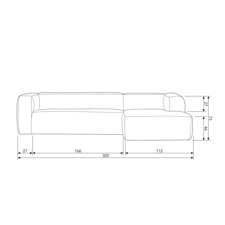 WOOOD BEAN HJRNESOFA HJRE RIBBET STOF NATURLIG