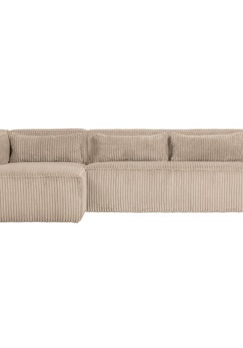 WOOOD BEAN HJRNESOFA VENSTRE RIBBET STOF TRAVERTIN