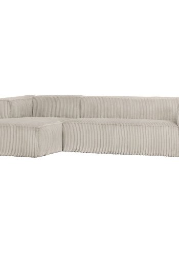 WOOOD BEAN HJRNESOFA VENSTRE RIBBET STOF NATURLIG